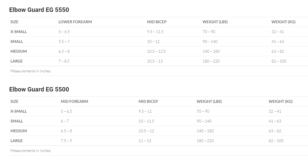 TLD Elbow Guards Sizing Guides MXstore Help